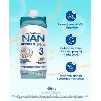 Nestle Nan Optipro Plus 3 Mleko modyfikowane w płynie dla dzieci po 1 roku - 500 ml - cena, opinie, właściwości - obrazek 3 - Apteka internetowa Melissa