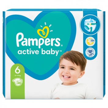 Pampers Pieluchy Active Baby rozmiar 6, 36 sztuk pieluszek - cena, opinie, wskazania - obrazek 1 - Apteka internetowa Melissa