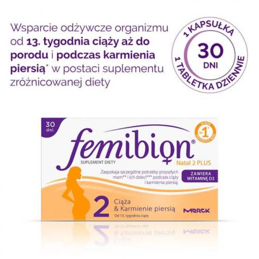    FEMIBION NATAL 2 PLUS - 30 tabl. + 30 kaps. Dla kobiet w ciąży i karmiących - cena, opinie, właściwości - obrazek 3 - Apteka internetowa Melissa