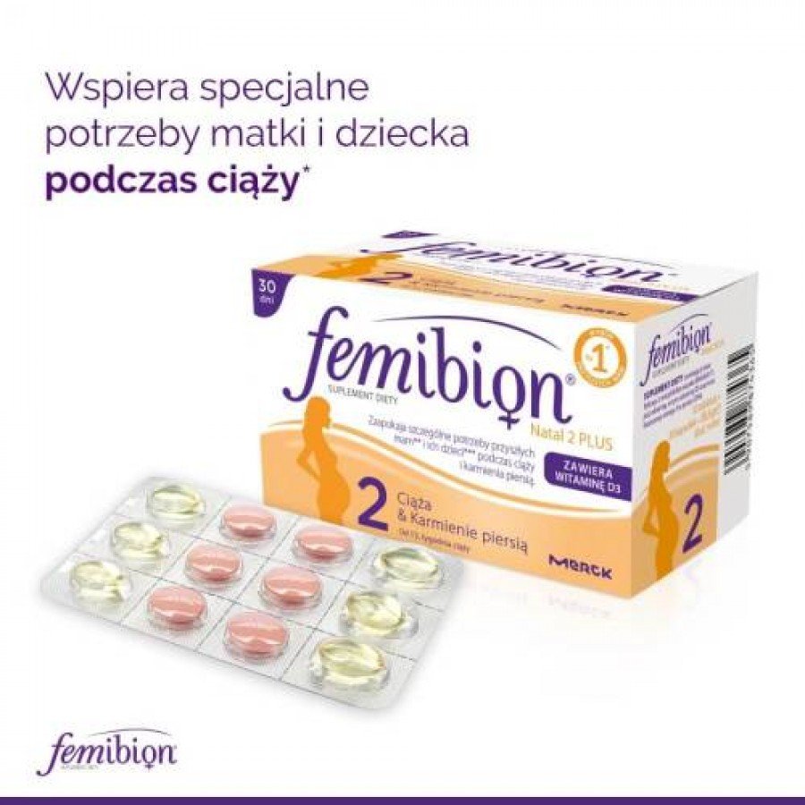    FEMIBION NATAL 2 PLUS - 30 tabl. + 30 kaps. Dla kobiet w ciąży i karmiących - cena, opinie, właściwości - obrazek 2 - Apteka internetowa Melissa
