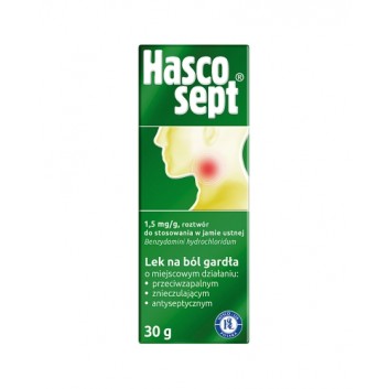 HASCOSEPT Płyn w atomizerze, na ból gardła i afty, 30 g