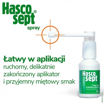 HASCOSEPT Płyn w atomizerze - 30 g na ból gardła i afty - cena, opinie, wskazania - obrazek 3 - Apteka internetowa Melissa