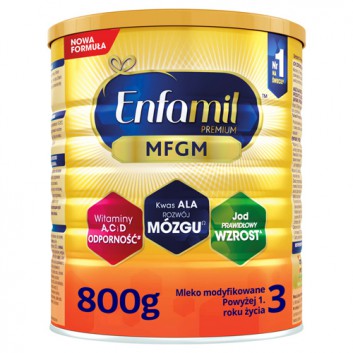 Enfamil 3 Premium MFGM powyżej 1 roku Mleko modyfikowane, 800 g - obrazek 1 - Apteka internetowa Melissa