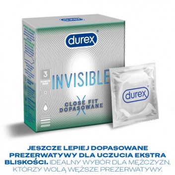 Durex Invisible Close Fit Prezerwatywy ściśle przylegające - 3 szt. - cena, opinie, właściwości  - obrazek 3 - Apteka internetowa Melissa