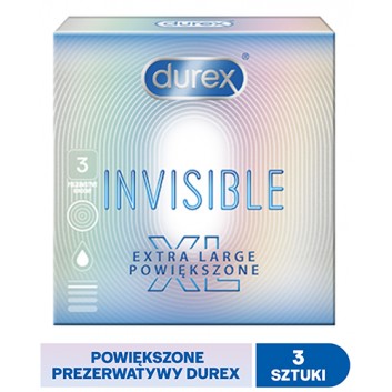 Durex Invisible XL Prezerwatywy extra powiększone - 3 szt. - cena, opinie, właściwości  - obrazek 1 - Apteka internetowa Melissa