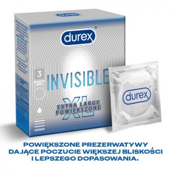 Durex Invisible XL Prezerwatywy extra powiększone - 3 szt. - cena, opinie, właściwości  - obrazek 3 - Apteka internetowa Melissa