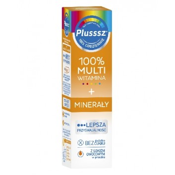 Plusssz 100% Multiwitamina + Minerały - 20 tabl. mus. - cena, opinie, właściwości 