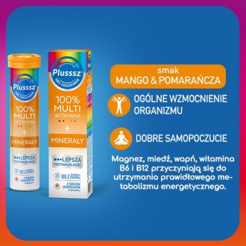 Plusssz 100% Multiwitamina + Minerały - 20 tabl. mus. - cena, opinie, właściwości  - obrazek 3