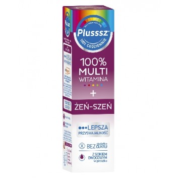 Plusssz 100% Multiwitamina + Żeń-szeń - 20 tabl. mus. - cena, opinie, właściwości 