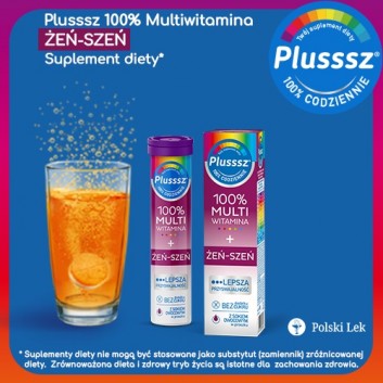 Plusssz 100% Multiwitamina + Żeń-szeń - 20 tabl. mus. - cena, opinie, właściwości  - obrazek 2