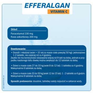 EFFERALGAN VITAMIN C 200 mg, tabletki musujące, 20 sztuk - obrazek 3