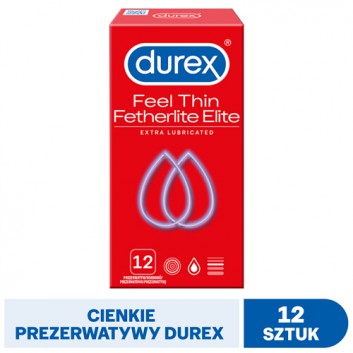 DUREX FETHERLITE ELITE Prezerwatywy supercienkie - 12 szt. - cena, opinie, właściwości