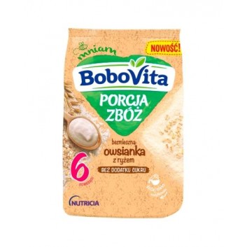 BoboVita Porcja Zbóż Kaszka bezmleczna owsianka z ryżem, po 6 miesiącu - 170 g - cena, opinie, właściwości  - obrazek 1 - Apteka internetowa Melissa