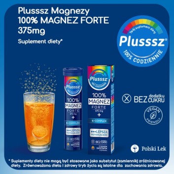 Plusssz 100% Magnez Forte + B-complex, tabletki musujące, 20 sztuk - obrazek 2
