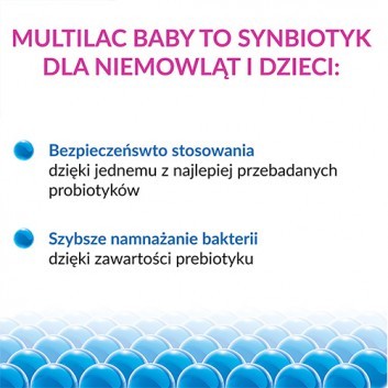 Multilac Baby Synbiotyk (probiotyk + prebiotyk), krople, 2x5 ml - obrazek 4