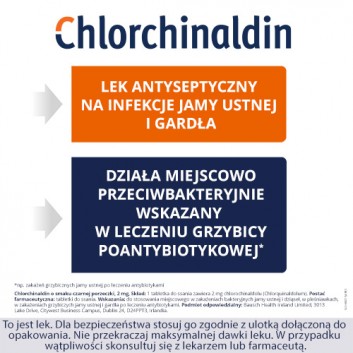 CHLORCHINALDIN Smak porzeczkowy, 20 tabletek - obrazek 3 - Apteka internetowa Melissa