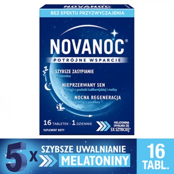 NOVANOC, 16 tabletek. Na problemy ze snem, z melatoniną, cena, opinie, właściwości - obrazek 1 - Apteka internetowa Melissa