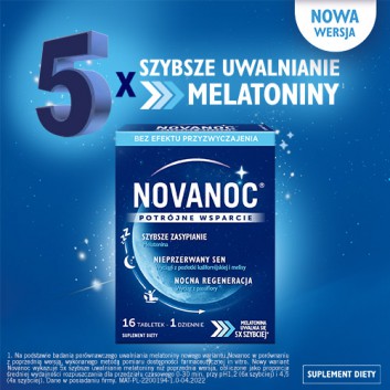 NOVANOC, 16 tabletek. Na problemy ze snem, z melatoniną, cena, opinie, właściwości - obrazek 2 - Apteka internetowa Melissa