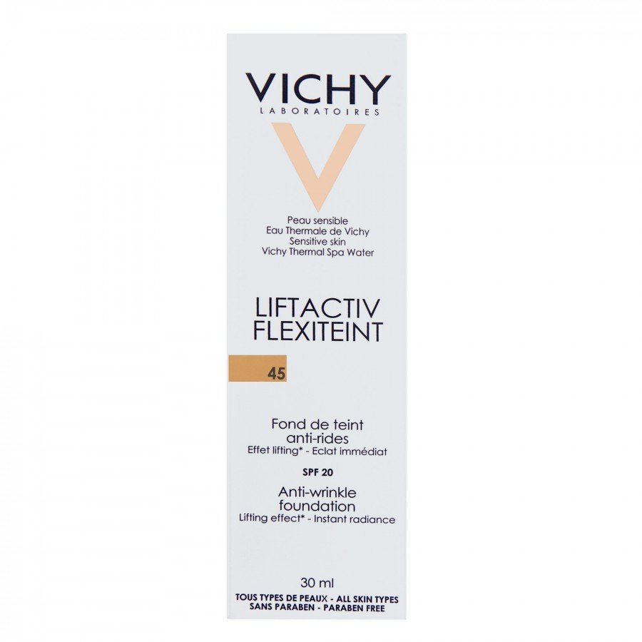 VICHY LIFTACTIV FLEXITEINT Podkład wygładzający zmarszczki SPF 20 45 gold - 30 ml + VICHY LIFTACTIV SUPREME krem SPF 30, 15 ml - obrazek 1 - Apteka internetowa Melissa