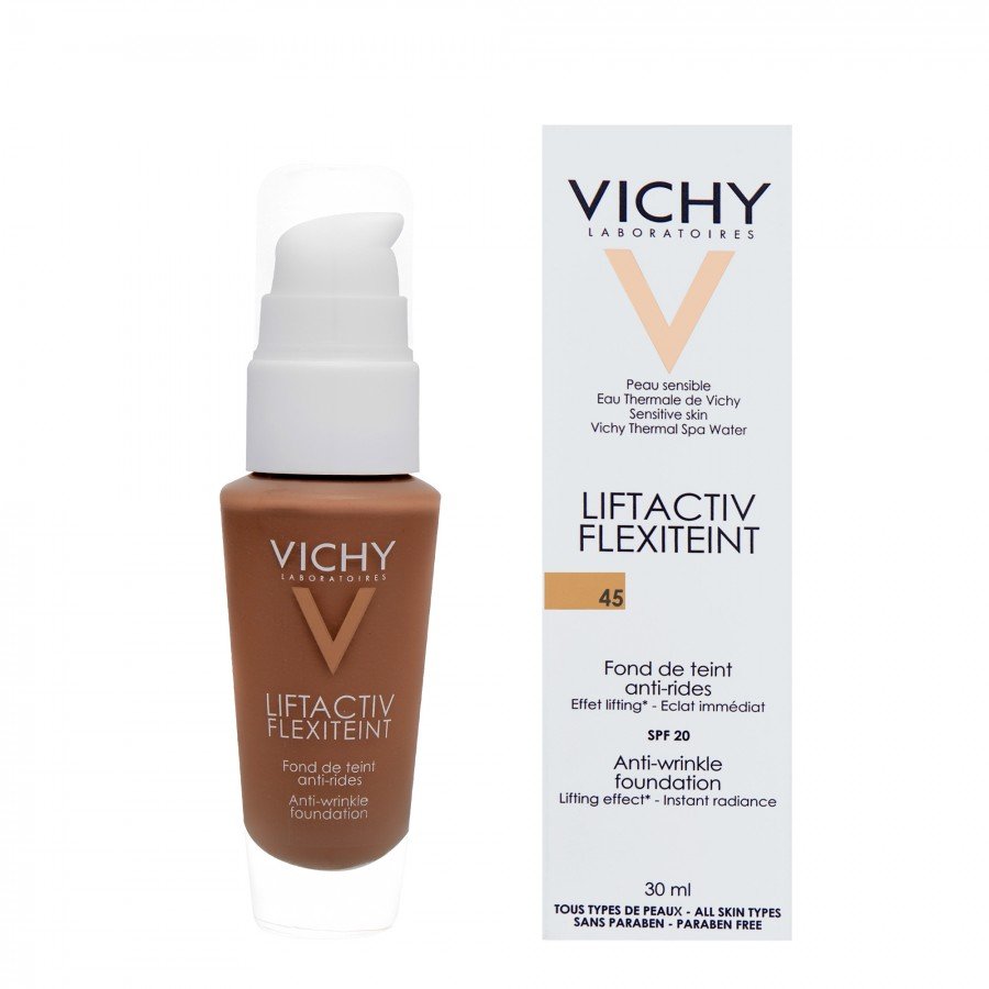 VICHY LIFTACTIV FLEXITEINT Podkład wygładzający zmarszczki SPF 20 45 gold - 30 ml + VICHY LIFTACTIV SUPREME krem SPF 30, 15 ml - obrazek 2 - Apteka internetowa Melissa