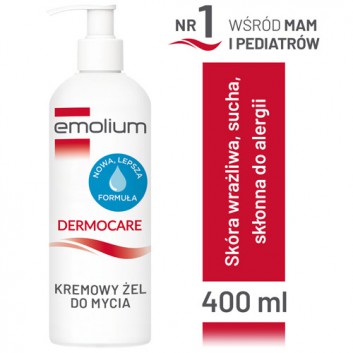 Emolium Dermocare Kremowy żel do mycia do skóry wrażliwej, suchej, skłonnej do alergii, 400 ml - obrazek 2 - Apteka internetowa Melissa