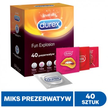 Durex Love Sex Fun Explosion Prezerwatywy ultracienkie z naturalnej gumy lateksowej - 40 szt. - cena, opinie, właściwości - obrazek 1 - Apteka internetowa Melissa