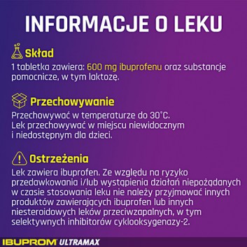 Ibuprom Ultramax, 600 mg, tabletki powlekane, 10 sztuk - obrazek 4