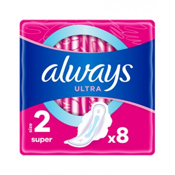 Always Ultra Super 2 Podpaski ze skrzydełkami, 8 sztuk