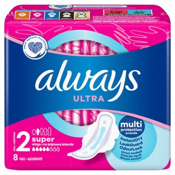 Always Ultra Super 2 Podpaski ze skrzydełkami, 8 sztuk - obrazek 6