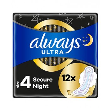 Always Ultra Secure Night 4 Podpaski ze skrzydełkami, 12 sztuk - obrazek 1 - Apteka internetowa Melissa