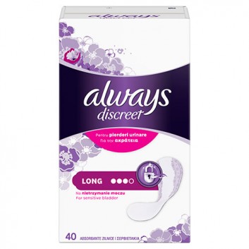 Always Discreet Long Wkładki higieniczne do stosowania przy lekkim nietrzymaniu moczu, 40 sztuk - obrazek 7 - Apteka internetowa Melissa