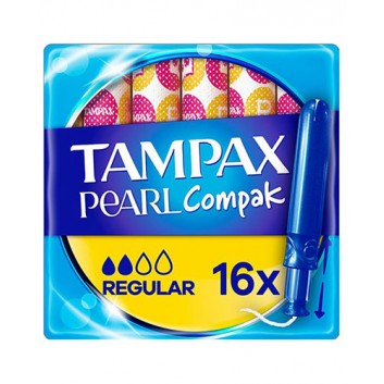 Tampax Pearl Compak Regular Tampony z aplikatorem - 16 szt. - cena, opinie, właściwości - obrazek 1 - Apteka internetowa Melissa
