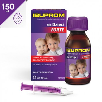 Ibuprom dla Dzieci Forte 200 mg/5 ml Zawiesina doustna, 150 ml - cena, opinie, ulotka - obrazek 1 - Apteka internetowa Melissa