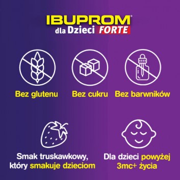Ibuprom dla Dzieci Forte 200 mg/5 ml Zawiesina doustna, 150 ml - cena, opinie, ulotka - obrazek 2 - Apteka internetowa Melissa