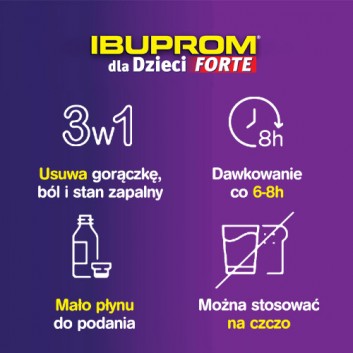Ibuprom dla Dzieci Forte 200 mg/5 ml Zawiesina doustna, 150 ml - cena, opinie, ulotka - obrazek 3 - Apteka internetowa Melissa
