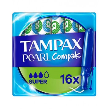 Tampax Pearl Compak Pearl Super Tampony z aplikatorem - 16 szt. - cena, opinie, właściwości - obrazek 1 - Apteka internetowa Melissa
