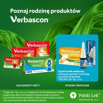 Verbascon Grip o smaku malinowym - 10 sasz. - cena, opinie, właściwości - obrazek 4 - Apteka internetowa Melissa