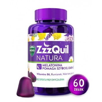 Vicks ZzzQuil Natura o smaku owoców leśnych, 60 żelek + ZzzQuil travel tin box