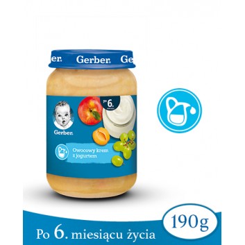 GERBER Deserek owocowy krem z jogurtem po 6 miesiącu - 190 g - cena, opinie, składniki - obrazek 1 - Apteka internetowa Melissa