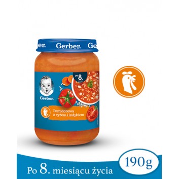 GERBER Zupka pomidorowa z ryżem i indykiem po 8 miesiącu - 190 g - obrazek 1 - Apteka internetowa Melissa