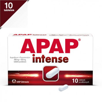 Apap Intense - Paracetamol 500 mg + ibuprofen 200 mg, 10 tabl. Na ból i gorączkę, cena, opinie, stosowanie