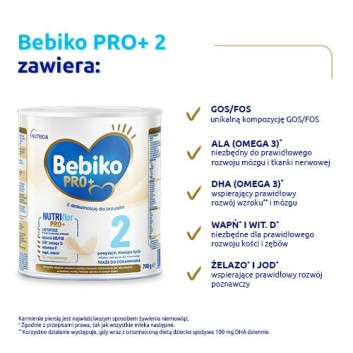 Bebiko Pro+ 2 Mleko następne dla niemowląt powyżej 6 miesiąca życia, 700 g  - obrazek 2 - Apteka internetowa Melissa