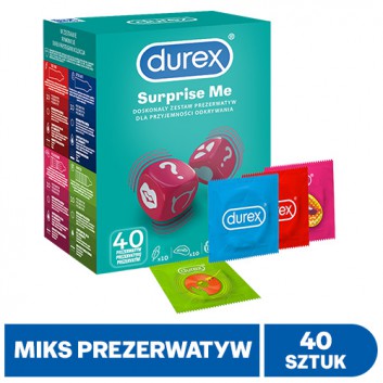Durex Surprise Me Variety Zestaw prezerwatyw, 40 sztuk - obrazek 1 - Apteka internetowa Melissa