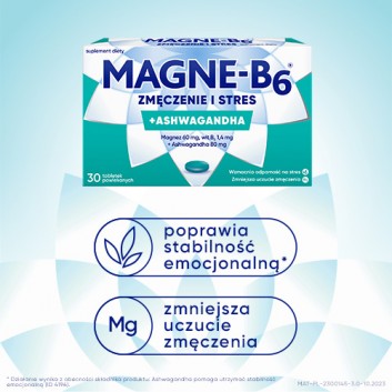 Magne-B6 Zmęczenie i stres, Magnez z ashwagandhą, 30 tabletek - obrazek 4 - Apteka internetowa Melissa