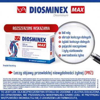 Diosminex Max, 1000 mg, tabletki powlekane, 30 sztuk - obrazek 3