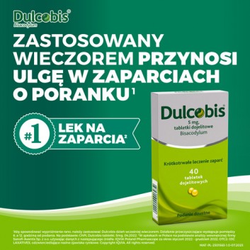 DULCOBIS 5 mg, 40 tabletek dojelitowych. Na zaparcia, cena, opinie, ulotka - obrazek 2 - Apteka internetowa Melissa