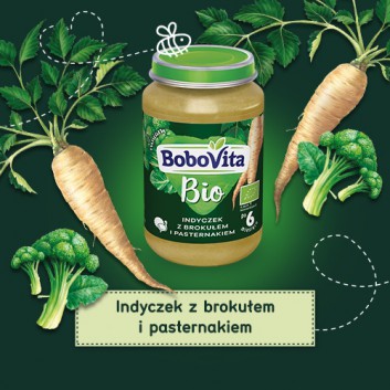 BoboVita Bio Indyczek z brokułem i pasternakiem po 6 miesiącu - 190 g - cena, opinie, właściwości - obrazek 2 - Apteka internetowa Melissa