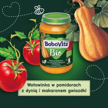BoboVita Bio Wołowinka w pomidorach z dynią i makaronem gwiazdki po 8 miesiącu, 190 g, cena, opinie, składniki - obrazek 6 - Apteka internetowa Melissa