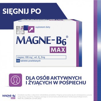 MAGNE-B6 MAX, Magnez, witamina B6 w tabletkach, 3 x 50 tabletek - obrazek 5 - Apteka internetowa Melissa