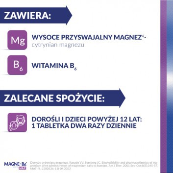 MAGNE-B6 MAX, Magnez, witamina B6 w tabletkach, 3 x 50 tabletek - obrazek 6 - Apteka internetowa Melissa